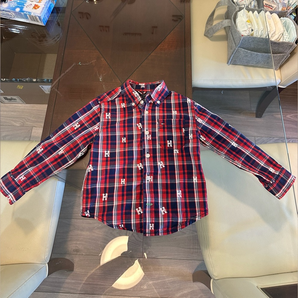 TOMMY HILFIGER KIDS' ALLOVER H LOGO SHIRT